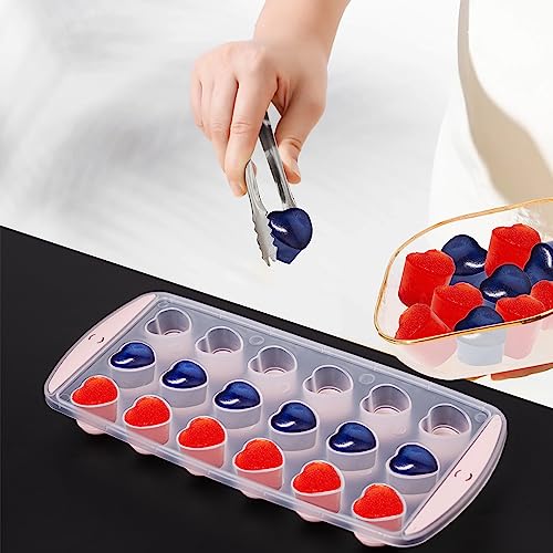 4Pcs Set Ice Cube Tray - Star & Heart Shapes, Round Mold, Cute Design - Ice Cube Maker & Trays for Whiskey, Iced Tea, Cocktails & Perfectly Chilled Drinks BPA Free, Dishwasher Safe