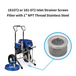 Homhelar 181072 or 181-072 Inlet Strainer Screen Filter with 1" NPT Thread Stainless Steel for UltraMax 795 1095 1595 GMAX 3900 5900 Ultra 750 1000 1500 Airless Paint Sprayer Suction Hose