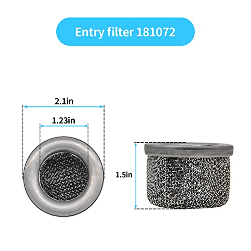 Homhelar 181072 or 181-072 Inlet Strainer Screen Filter with 1" NPT Thread Stainless Steel for UltraMax 795 1095 1595 GMAX 3900 5900 Ultra 750 1000 1500 Airless Paint Sprayer Suction Hose