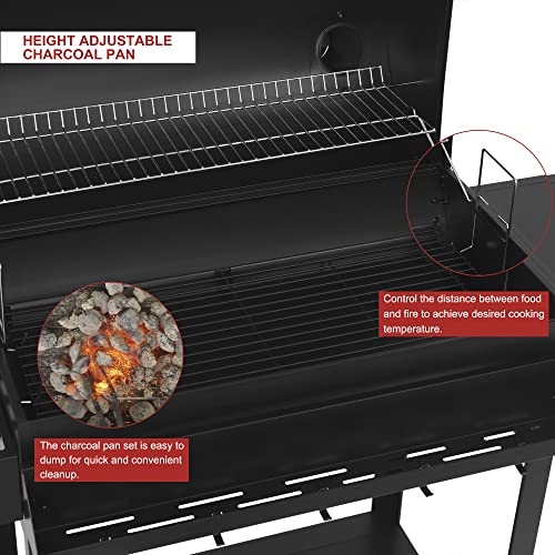 Royal Gourmet Barrel Charcoal Grill with Front Storage Basket, Backyard BBQ Party and Outdoor Cooking Grill on Clearance Prime with Wheels, Black, CC1830T