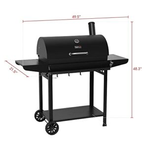 Royal Gourmet Barrel Charcoal Grill with Front Storage Basket, Backyard BBQ Party and Outdoor Cooking Grill on Clearance Prime with Wheels, Black, CC1830T