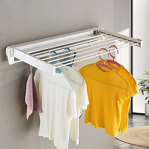 ADUUNKA Wall Mounted Laundry Drying Rack,Drying Rack Clothing Wall Mount,Foldable Clothing Rack,etractable Clothes Drying Rack