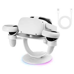 lanpavilion charging stand for oculus quest 2/meta quest 2 headset, psvr2 controllers - stylish black hole design with rgb lighting, compatible with quest 2, ps vr2, meta quest pro, pico 4
