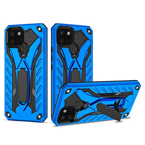 Back Case Cover Compatible with Infinix Smart 6,Military Grade Strong Two Layer PU+TPU Hybrid Full Body Case,Bracket Protective Dustproof Shockproof Cover Protective Case (Color : Jewel Blue)