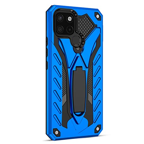 Back Case Cover Compatible with Infinix Smart 6,Military Grade Strong Two Layer PU+TPU Hybrid Full Body Case,Bracket Protective Dustproof Shockproof Cover Protective Case (Color : Jewel Blue)