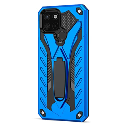 Back Case Cover Compatible with Infinix Smart 6,Military Grade Strong Two Layer PU+TPU Hybrid Full Body Case,Bracket Protective Dustproof Shockproof Cover Protective Case (Color : Jewel Blue)