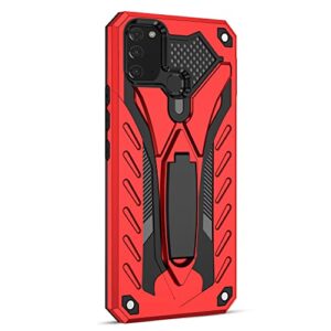 Protective Phone Cover Case Compatible with Infinix Smart 5/Hot 10 Lite,Military Grade Strong Two Layer PU+TPU Hybrid Full Body Case,Bracket Protective Dustproof Shockproof Cover ( Color : Big Red )