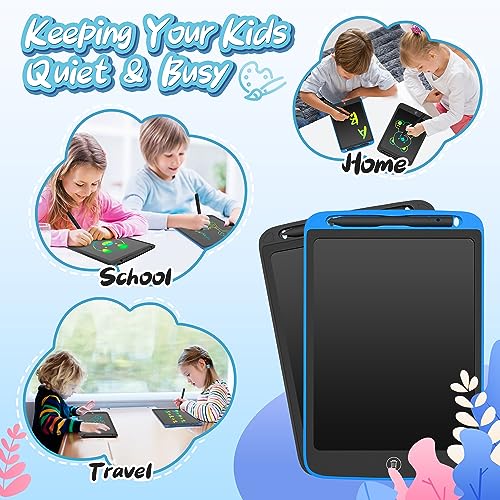 LCD Writing Tablet for Kids 10 inch 2 Packs, Doodle Board, Drawing Tablet for Toddler Girls/Boys Toys Learning Drawing Toy for 3 4 5 6 7 Years Old Kids, Dark Blue and Black