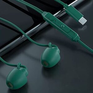 usb c headphone type c earphones wired earbuds hifi stereo noise canceling in-ear headset with microphone for ipad pro samsung galaxy s21 ultra s20 fe s22 note 20 a53 pixel 6 pro 5g oneplus (green)
