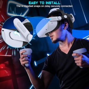 Comfort-Head-Strap Compatible with Oculus-Quest 2, Replacement for Mate-Quest 2 Elite-Strap, Super Soft and Skin Friendly PU Surface, Adjustable,Enhanced Support and Comfort in VR Headset（No Battery）