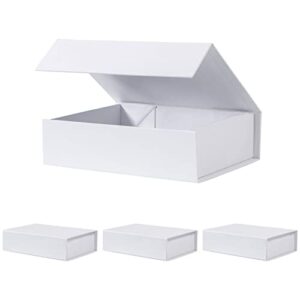 nignya magnetic gift box white, magnetic boxes 4 pack 7x5x2 inches magnetic lids cardboard gift boxes bridesmaid proposal box for presents, wedding, birthday, party