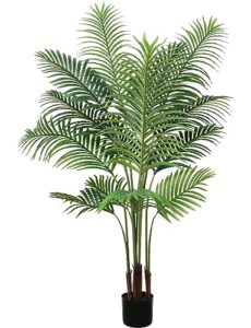 yulisky artificial areca palm plant, 5 ft fake palm tree in pot, tall faux silk plant, 12 leaves faux palm for home decor office living room perfect housewarming gift