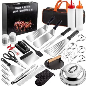 supernal 46pcs blackstone griddle accessories,meat press,fat top grill accessories,grill utensils set,grilling gifts for men,camping,backyard,thanksgiving, christmas, halloween