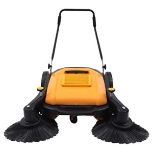 biniliubi 41" industrial walk-behind floor sweeper hand push sweeper 2 brushes industrial walk behind street pavement cleaner for outdoor large area