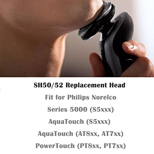 SH50 Replacement Head Blades Fit for Philips 5000 Series Shavers, SH50/52 Shaving Replacement Heads Compatible with Norelco Electric Razor Series 5000 5300 5100 S5210 S5205 S5074 S5590 Shaver AT790/40