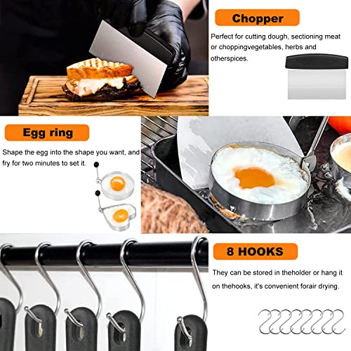 Griddle Accessories Kit and Burger Press, 122 PCS Griddle Grill Tools Set for Blackstone Stainless Steel Grill BBQ Spatula Utensils Set with Storage Bag