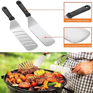 Griddle Accessories Kit and Burger Press, 122 PCS Griddle Grill Tools Set for Blackstone Stainless Steel Grill BBQ Spatula Utensils Set with Storage Bag