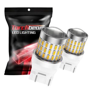 torchbeam t20 7443 7440 led turn signal light bulbs 7444na 7442nak, amber yellow w21w 7441 7444 led bulbs with projector replacement for parking front rear turn signal lights