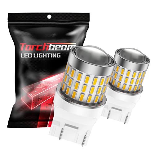 Torchbeam T20 7443 7440 LED Turn Signal Light Bulbs 7444NA 7442NAK, Amber Yellow W21W 7441 7444 LED Bulbs with Projector Replacement for Parking Front Rear Turn Signal Lights