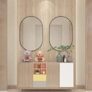 CASSILANDO 2 Pieces Oval Mirror, 20"×30" Oval Bathroom Mirror, Metal Frame Mirror, Hang Horizontally or Vertically Unique Wall Mounted Mirror, Black Vanity Mirror for Living Room, Bathroom