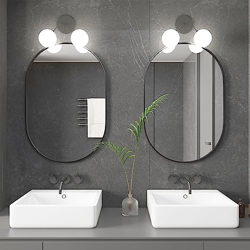 CASSILANDO 2 Pieces Oval Mirror, 20"×30" Oval Bathroom Mirror, Metal Frame Mirror, Hang Horizontally or Vertically Unique Wall Mounted Mirror, Black Vanity Mirror for Living Room, Bathroom