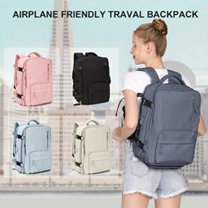 Travel Backpack Women, Carry On Backpack for Men, Hiking Laptop Backpack Waterproof Outdoor Sports Rucksack Casual Daypack, Grey Blue