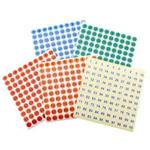 number stickers meetoot 50 sheets 5 colors 1 to 100 consecutive number stickers self adhesive 0.4" round number labels