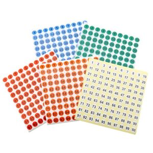 Number Stickers MEETOOT 50 Sheets 5 Colors 1 to 100 Consecutive Number Stickers Self Adhesive 0.4" Round Number Labels