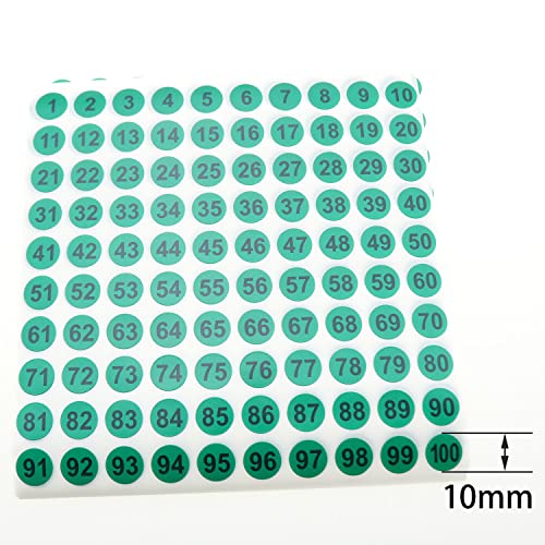 Number Stickers MEETOOT 50 Sheets 5 Colors 1 to 100 Consecutive Number Stickers Self Adhesive 0.4" Round Number Labels
