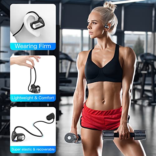 Yardstick Open Ear Headphones Wireless Bluetooth, Air Conduction Earbuds Bluetooth 5.3 For Sports, 20h Playtime Touch Control Headset Running, Cycling, Hiking, Driving, Earphones Gift (Silver)