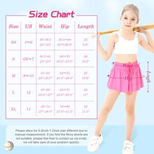 Girls Flowy Shorts Butterfly Shorts with Pocket 2-in-1 Athletic Shorts Running Shorts for Girls Kids Active Workout Sports (Hot Pink,Medium)