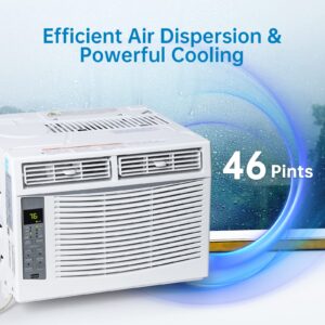 Adoolla 6,000 BTU Turbo Fast Cooling Up to 250 Sq.Ft. Flexible Opening(T Design), AC Unit with Remote & APP Control, Easy Install Kit, Auto Restart, 24H Timer Window Air Conditioner, White