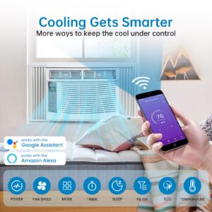 Adoolla 6,000 BTU Turbo Fast Cooling Up to 250 Sq.Ft. Flexible Opening(T Design), AC Unit with Remote & APP Control, Easy Install Kit, Auto Restart, 24H Timer Window Air Conditioner, White