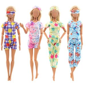 barwa 4 sets doll pajamas party clothes sleepwear casual bedtime suit with eye masks for 11.5 inch girls doll…