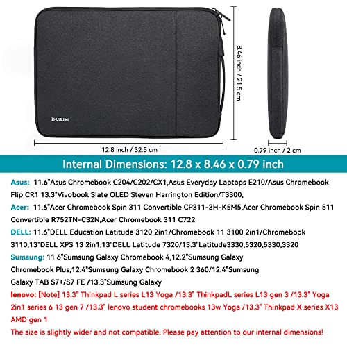 ZHUISUINI Laptop Sleeve Bag 11-13 Inch Compatible with 13 inch New MacBook Air M2 A2681 M1 A2337 A2179 A1932 for 13 inch New MacBook Pro M2 M1 A2338 A2251 A2289,for 11 inch iPad Pro M2&M1,Black