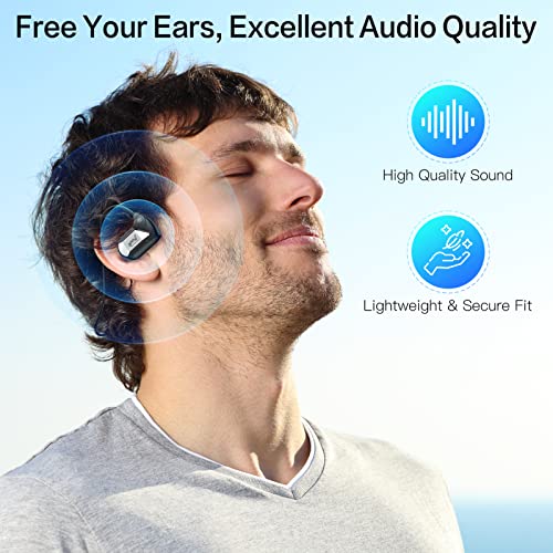 Open Ear Headphones Wireless Bluetooth, Air Conduction Earbuds Bluetooth 5.3 For Sports, 20h Playtime Touch Control Headset For Running, Cycling, Hiking, Driving，Earphones Gift for Men Women(Black)