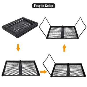 Lineslife 17'' Folding Campfire Grill Grate Over Fire Pit, Portable Heavy Duty Steel Camping Grill Grate, Camp Fire Cooking Equipment for Outdoor BBQ Picnic, Black