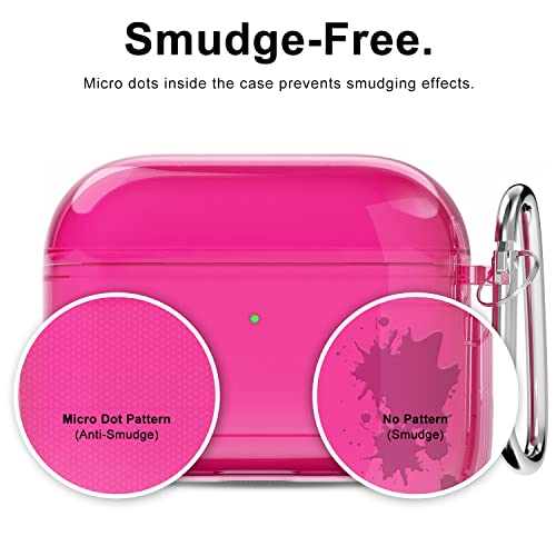 Svanove for Airpods Pro 2nd Generation Case Clear, Neon Transparent Airpods Pro 2 Case Silicone Accessories, Soft Rubber Gel Airpods Case for Women Girl Cute, Protective Cover with Lock, Hot Pink