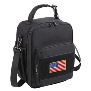 tactical small lunch box for women men, insulated lunch bag for adults, with shoulder strap reusable portable lunch tote for work office,black