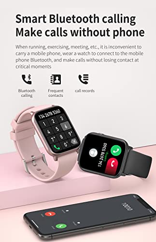 Dimdaa Smart Watch, Smartwatch with Blood Pressure, Blood Oxygen Monitor, Fitness Tracker with Heart Rate Monitor, Full 1.8" Touch Fitness Watch for Men Women (Pink)