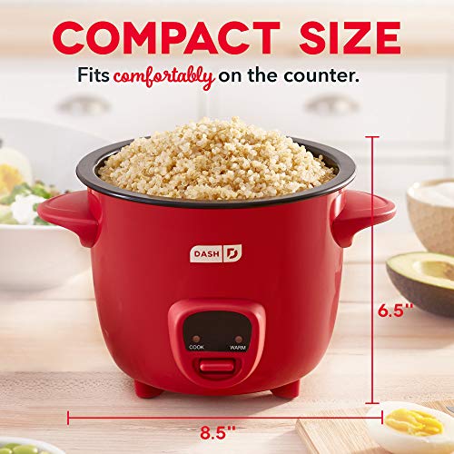 DASH Mini Rice Cooker Steamer with Removable Nonstick Pot, Keep Warm Function & Recipe Guide, 2 cups, for Soups, Stews, Grains & Oatmeal - Red & Deluxe Rapid Egg Cooker, 12 capacity Red