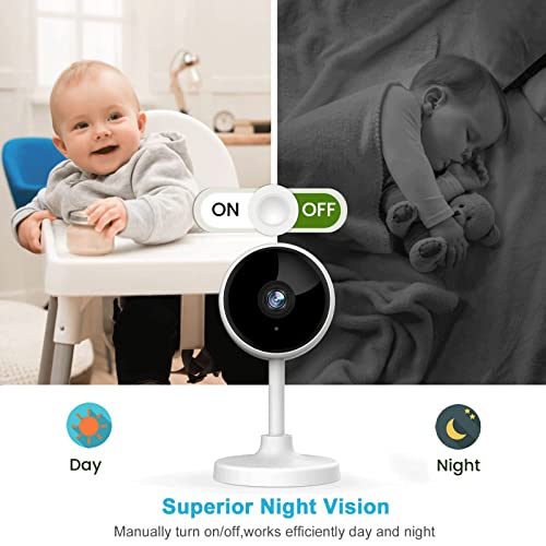 Indoor Camera, Cameras for Home Security with Night Vision, Pet Camera with Phone App, 1080P Indoor Security Camera, Motion Detection, 2-Way Audio, WiFi Camera Home Camera Compatible with Alexa