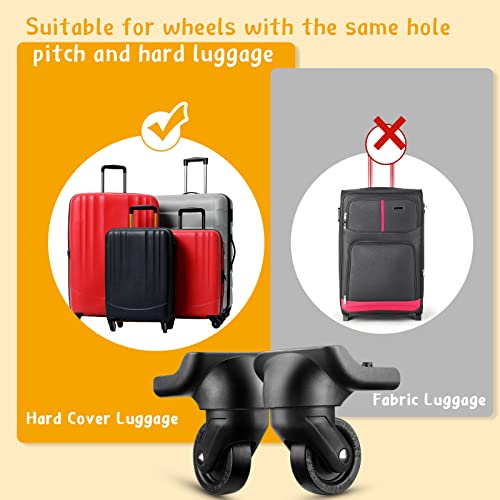 Sweetude 8 Pcs Replacement Luggage Wheel Left and Right Suitcase Caster Wheels 360 Degree with Screw Swivel Wheels Suitcase Bag Parts for Travel Box Trolley, Hole Pitch (1.3"/1.69"/1.42"/1.69")