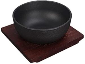 thicken stone bowl, korean stone bowl for bibimbap for induction cooker with tray,high temperature resistant bibimbap pot, korean cast iron pan-0.9l