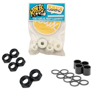 krux skateboard bushings worlds best cushions 92a white with dime bag axle, kingpin nuts and speed kit - rebuild/refresh pack that fits almost all skateboard trucks
