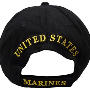 United States Marine Corps EGA The Few, The Proud Black Cotton Adjustable Embroidered Baseball Cap Hat - Officially Licensed