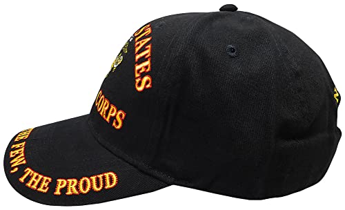 United States Marine Corps EGA The Few, The Proud Black Cotton Adjustable Embroidered Baseball Cap Hat - Officially Licensed