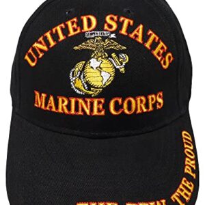 United States Marine Corps EGA The Few, The Proud Black Cotton Adjustable Embroidered Baseball Cap Hat - Officially Licensed