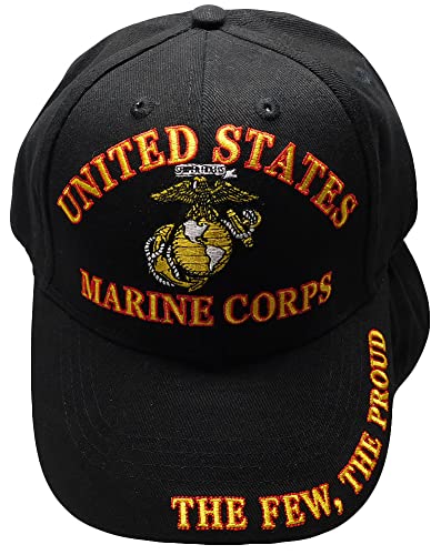 United States Marine Corps EGA The Few, The Proud Black Cotton Adjustable Embroidered Baseball Cap Hat - Officially Licensed