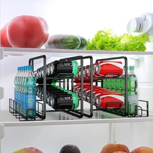 2 Pack Can Rack Organizer Stackable Can Storage Dispenser Pantry Organization Storage Holds Up to 34 Cans for Kitchen Cabinet, Countertop, Refrigerator, Black